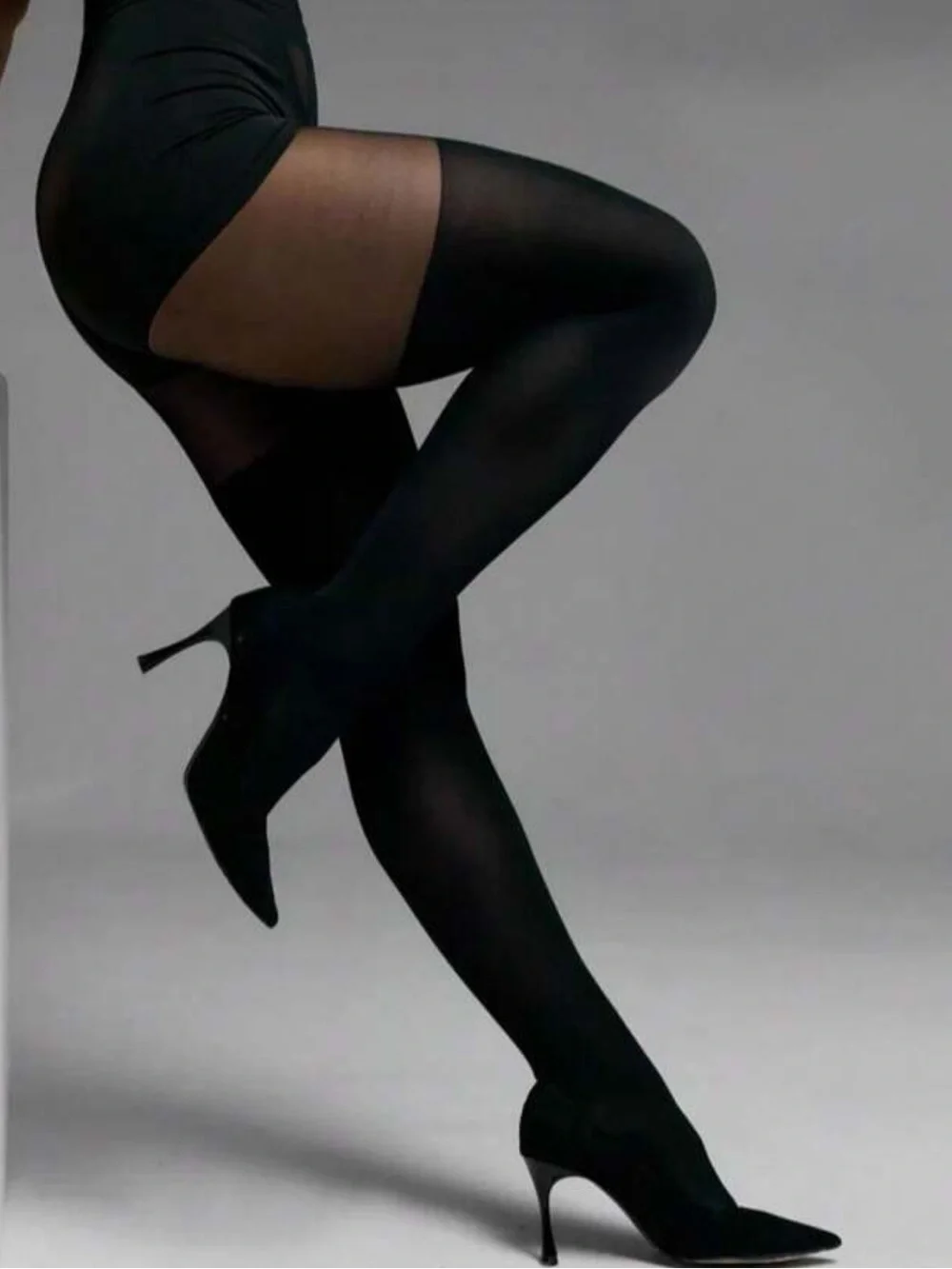 🆕 Faux Thigh Highs Opaque Sheer Pantyhose